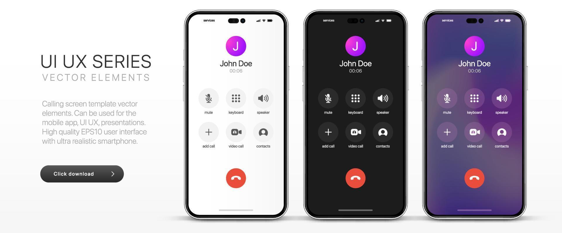 Voice call screen. Mockup call, voicemail screen, smartphone