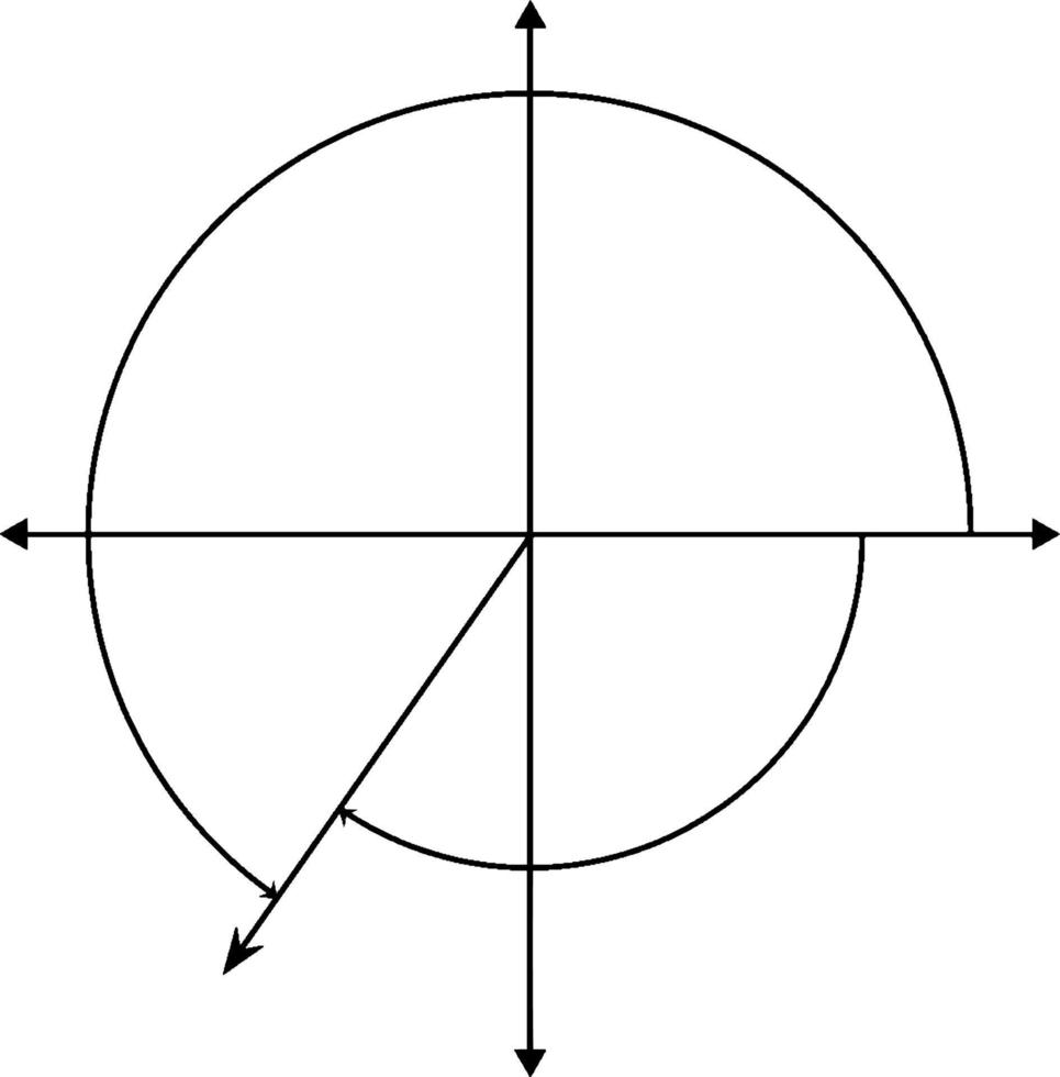 235 degrees and -125 degrees Coterminal Angles, vintage illustration. vector