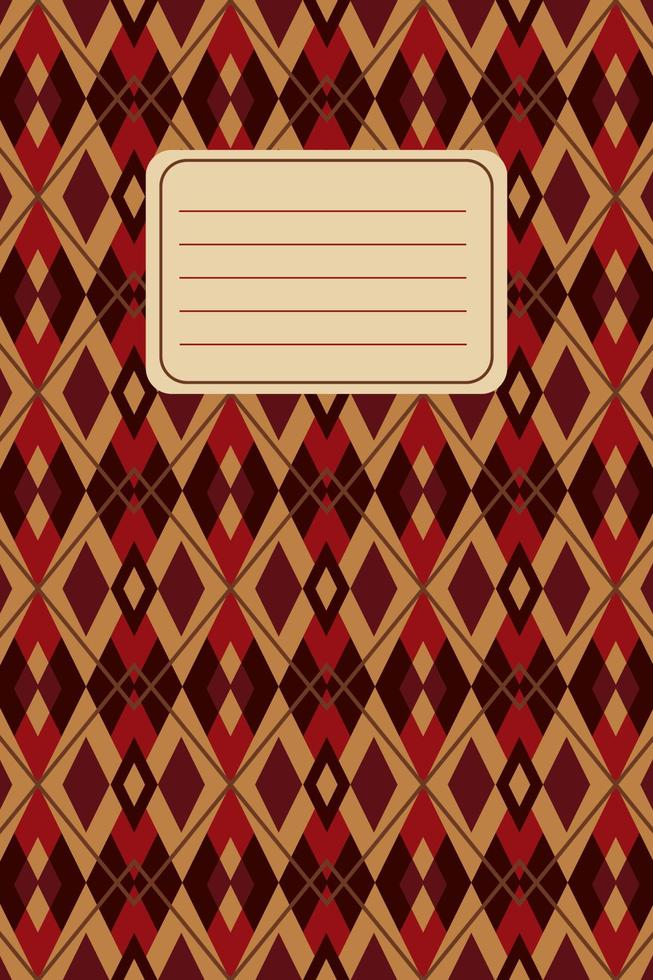 Diary template, notebook cover. Organizer and schedule with space for notes. vector