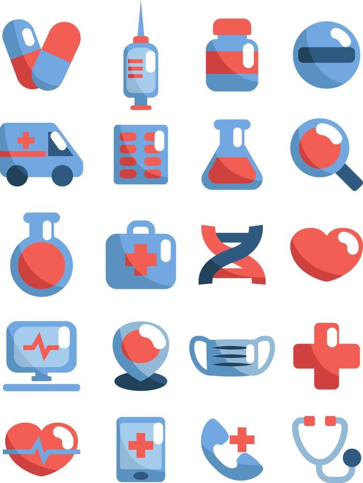 Health icon set, illustration, vector on a white background.