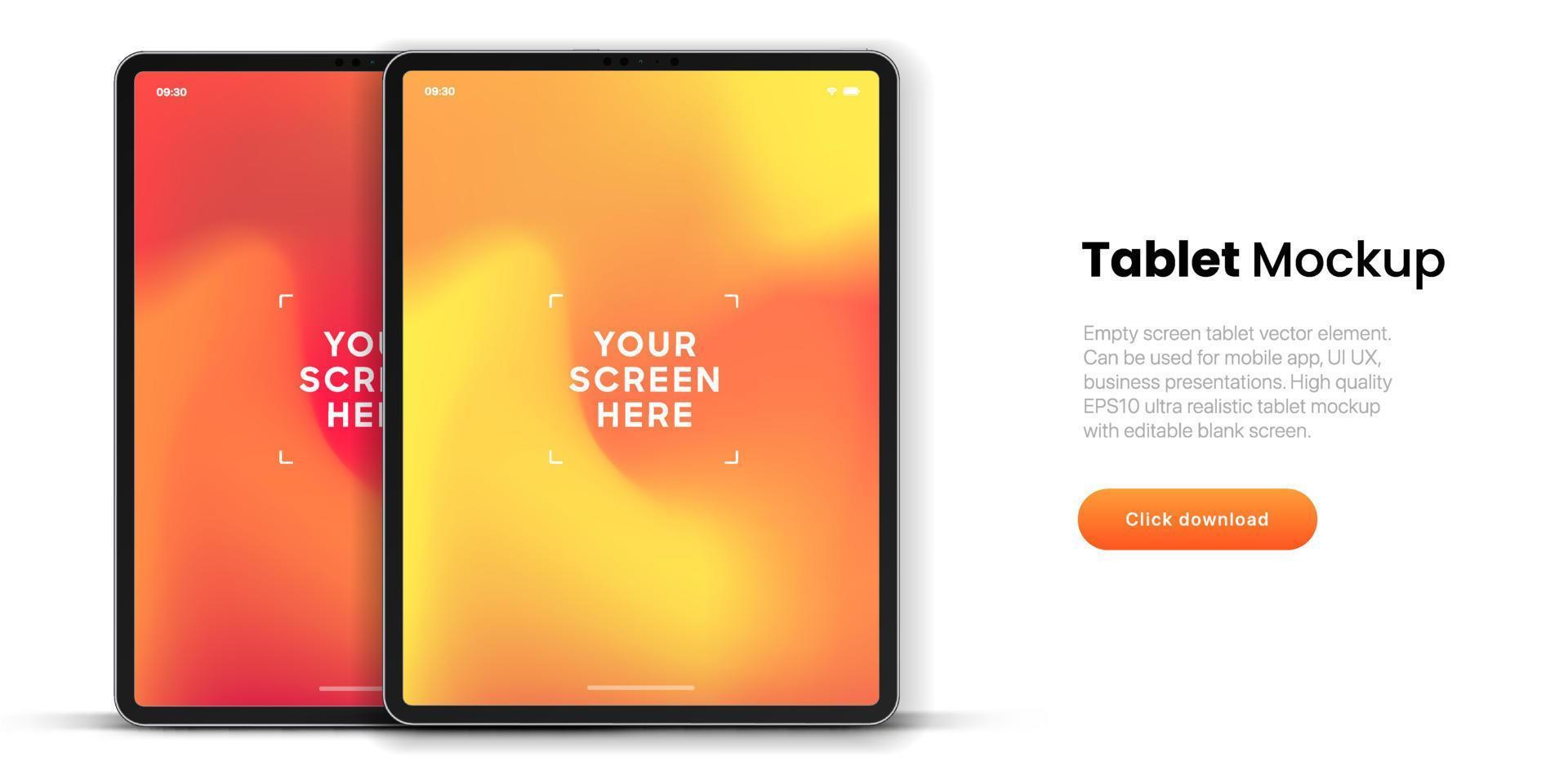 3D Tablet frame less blank screen. Empty screen device tablet mockup