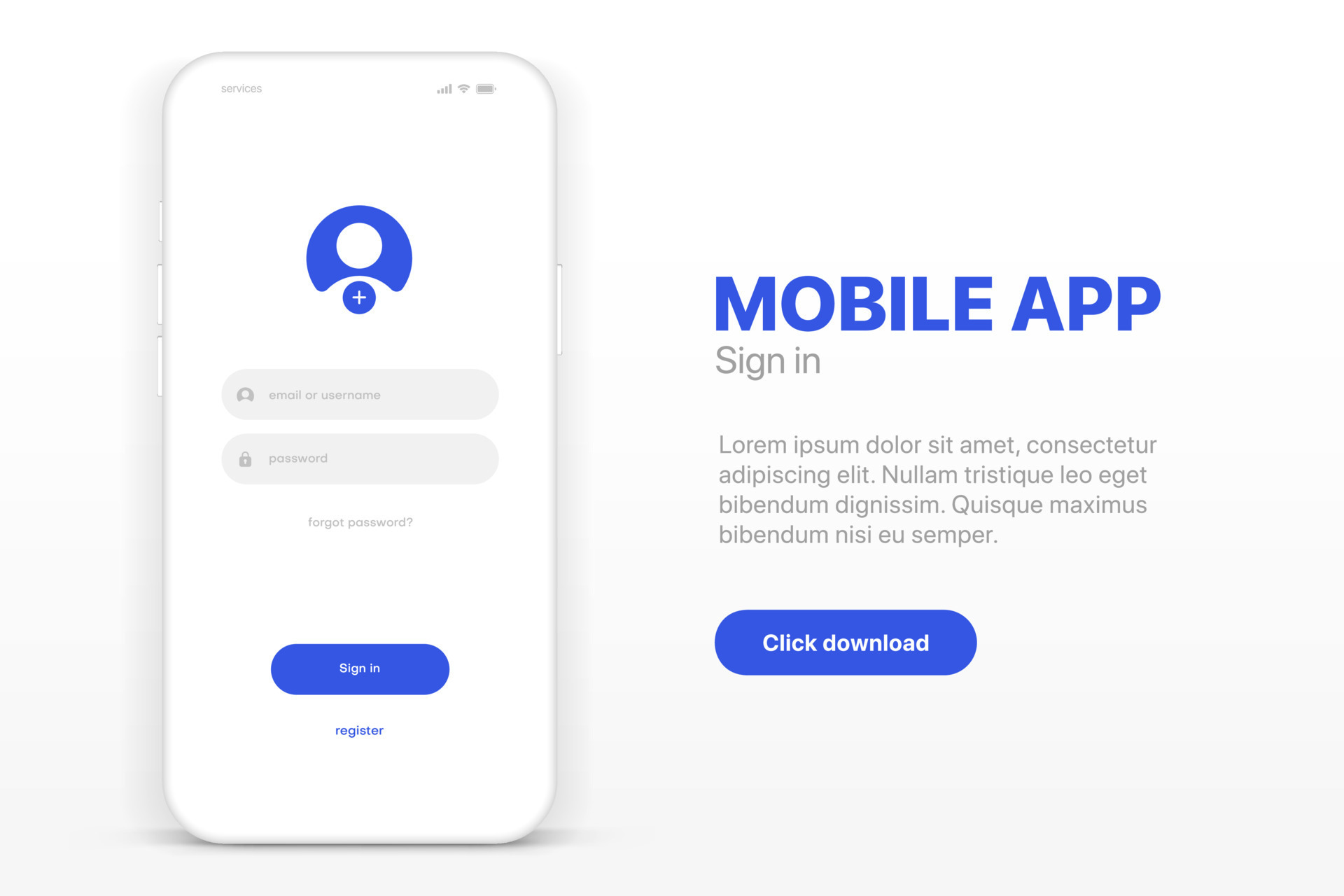 Log In Screen Mobile Application Interface Registration Form With Log In Screen Mobile Application Interface Registration Form With
