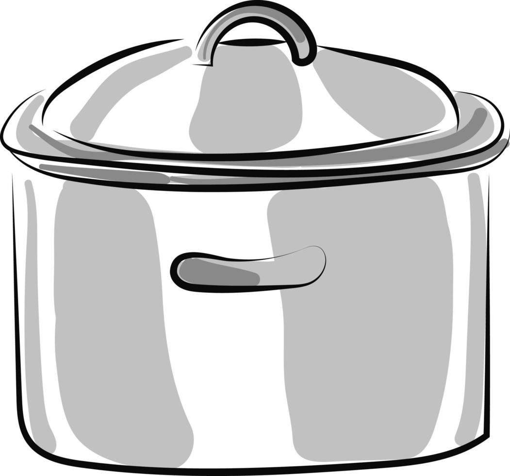 Silver cooking pan, illustration, vector on white background