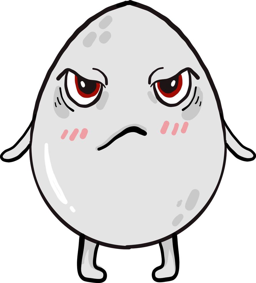 Angry egg, illustration, vector on white background.