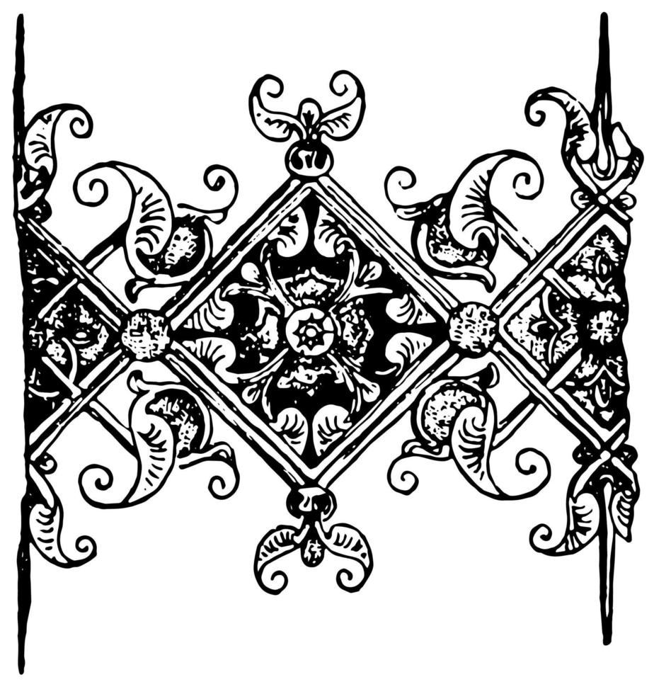 el ornamento del manuscrito es gótico tardío, grabado antiguo. vector