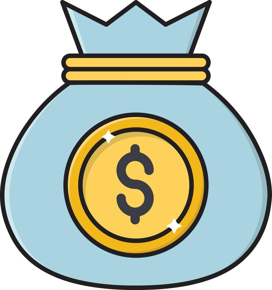 ilustración de vector de bolsa de dólar en un fondo. símbolos de calidad premium. iconos vectoriales para concepto y diseño gráfico.