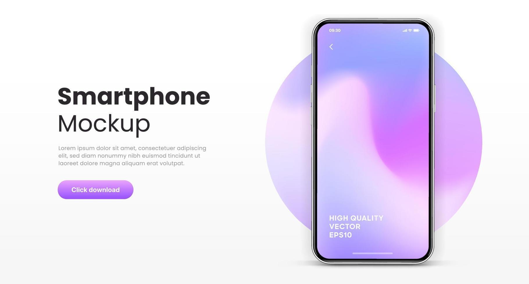 3D realistic high quality smartphone mockup isolated with white blank ...