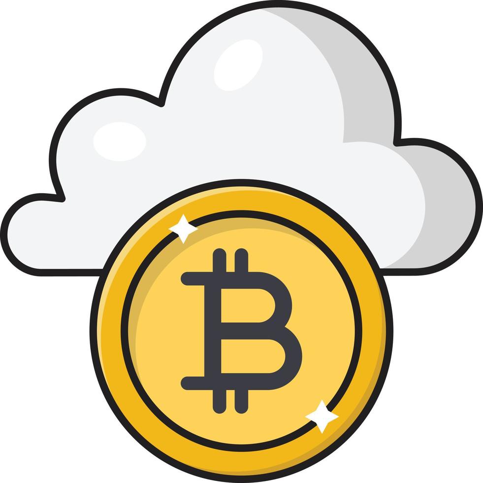 Ilustración vectorial de bitcoin en la nube sobre un fondo. Símbolos de calidad premium. Iconos vectoriales para el concepto y el diseño gráfico. vector
