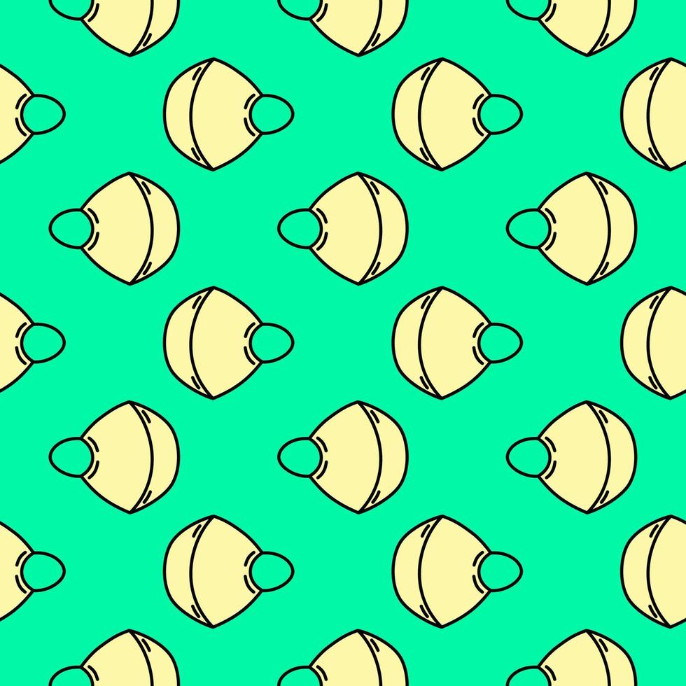 Flat mask, seamless pattern on green background. vector