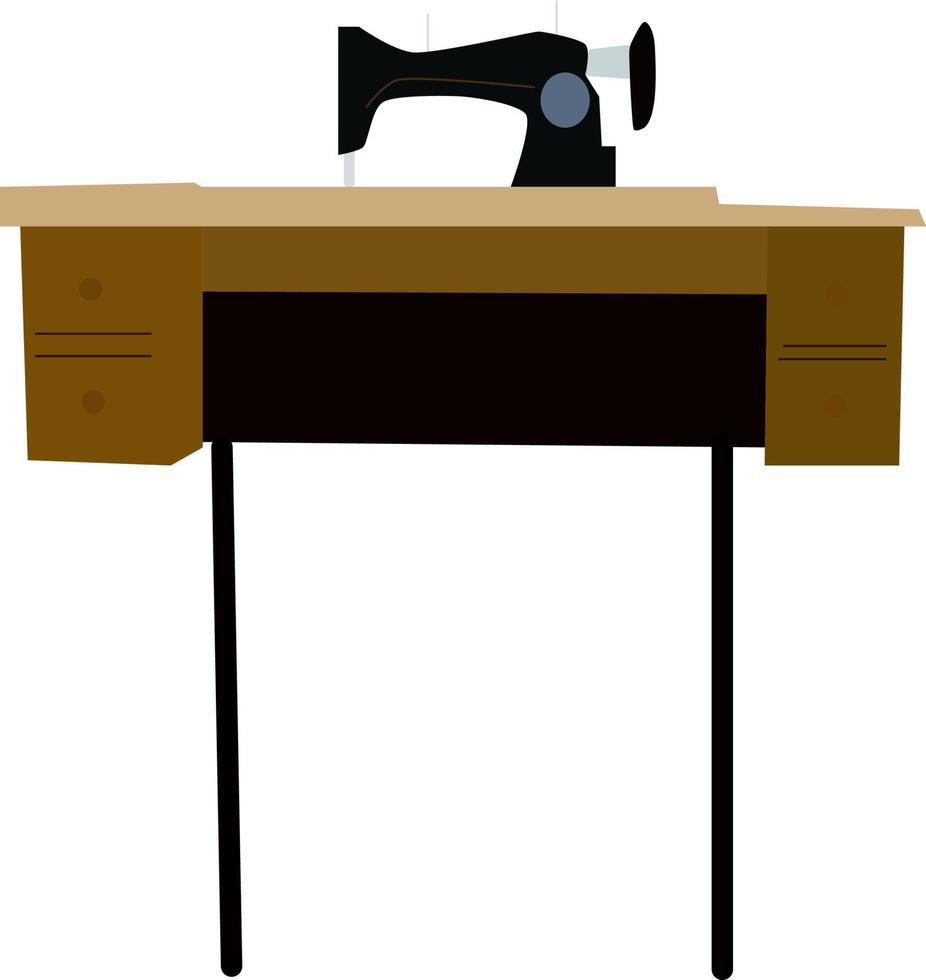 Sewing machine, illustration, vector on white background.