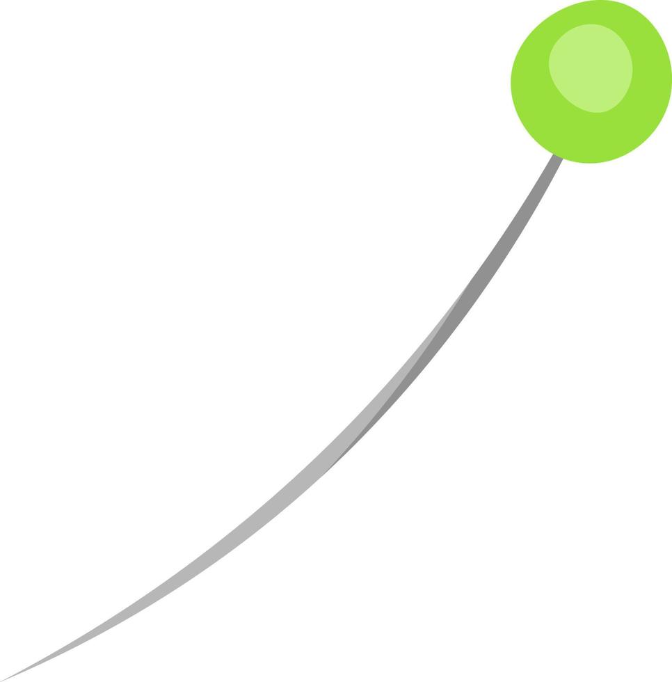 Pin with green ball, vector or color illustration.