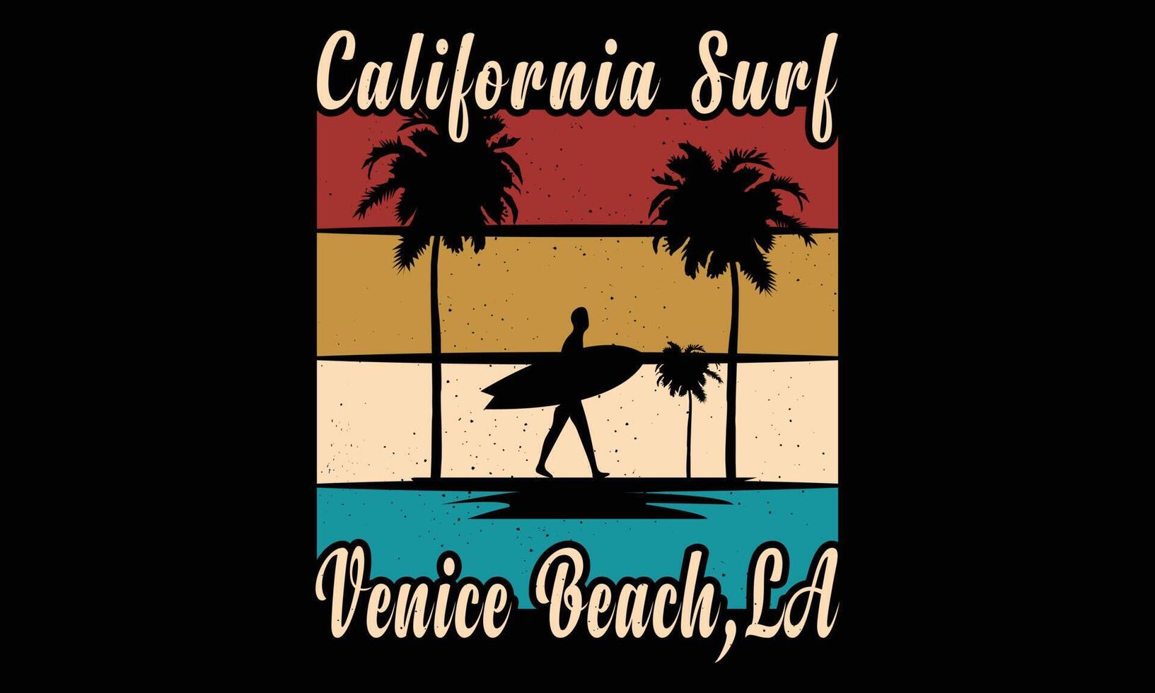 california surf venice beach, la ilustración de diseño de camisetas. vector