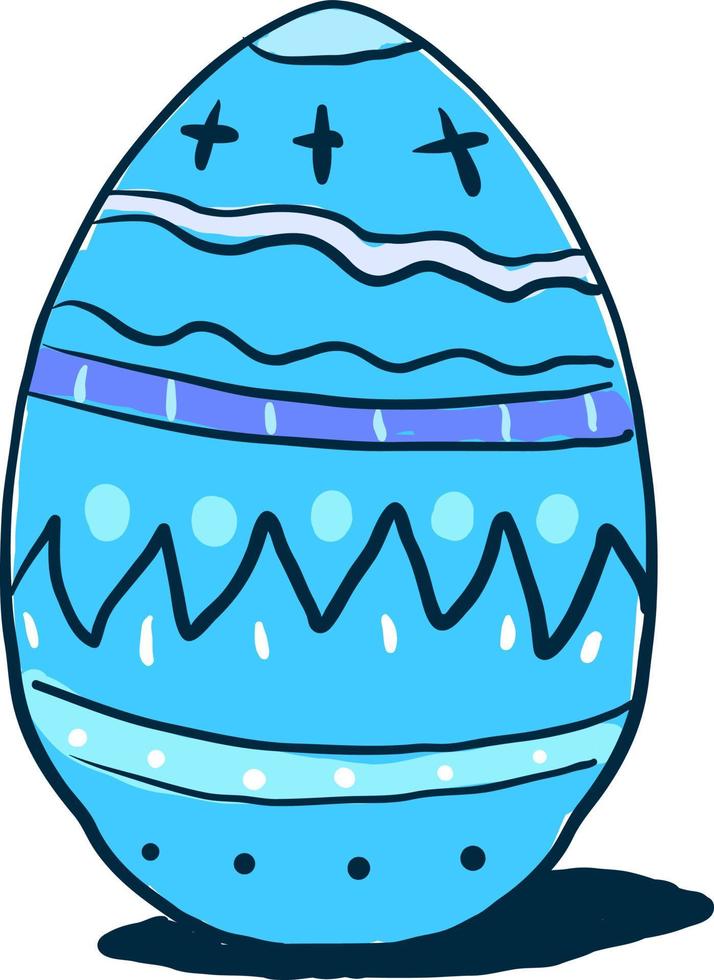 Blue easter egg, illustration, vector on white background.