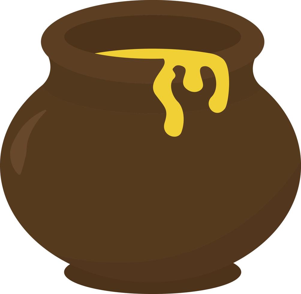 Honey in cup, illustration, vector on white background.