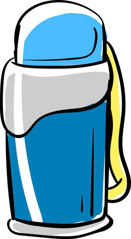 Blue thermos, illustration, vector on white background.
