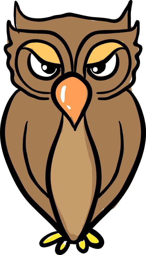 An angry owl, illustration, vector on white background.