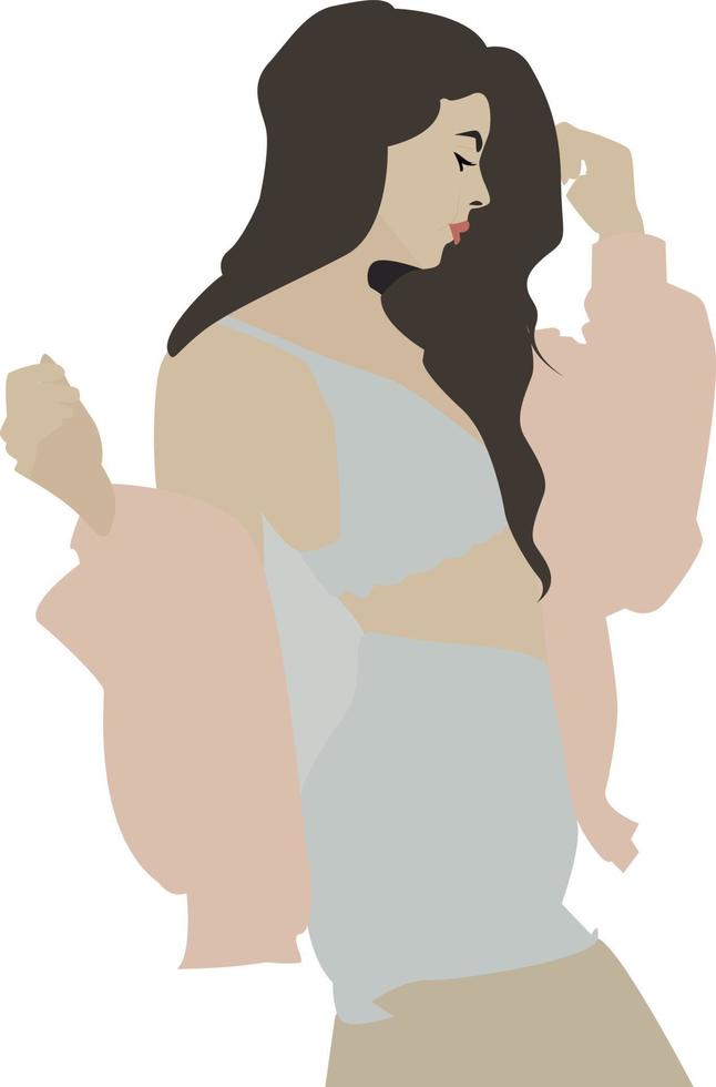 chica de chaqueta rosa, ilustración, vector sobre fondo blanco.