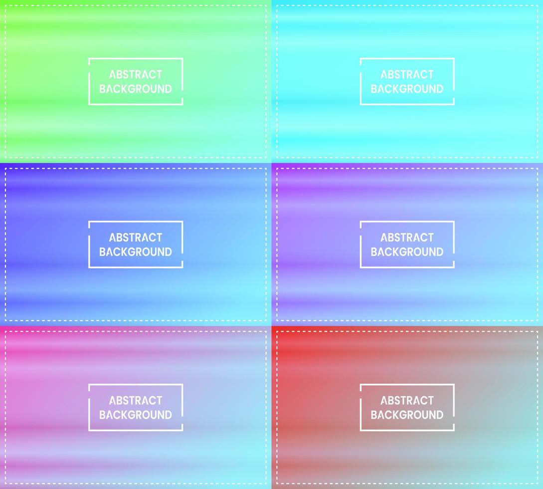 six sets of pastel blue gradient abstract background with horizontal shine. blur, modern and color style. green. blue, purple, pink and red. great for backdrop, wallpaper, poster, banner or flyer vector