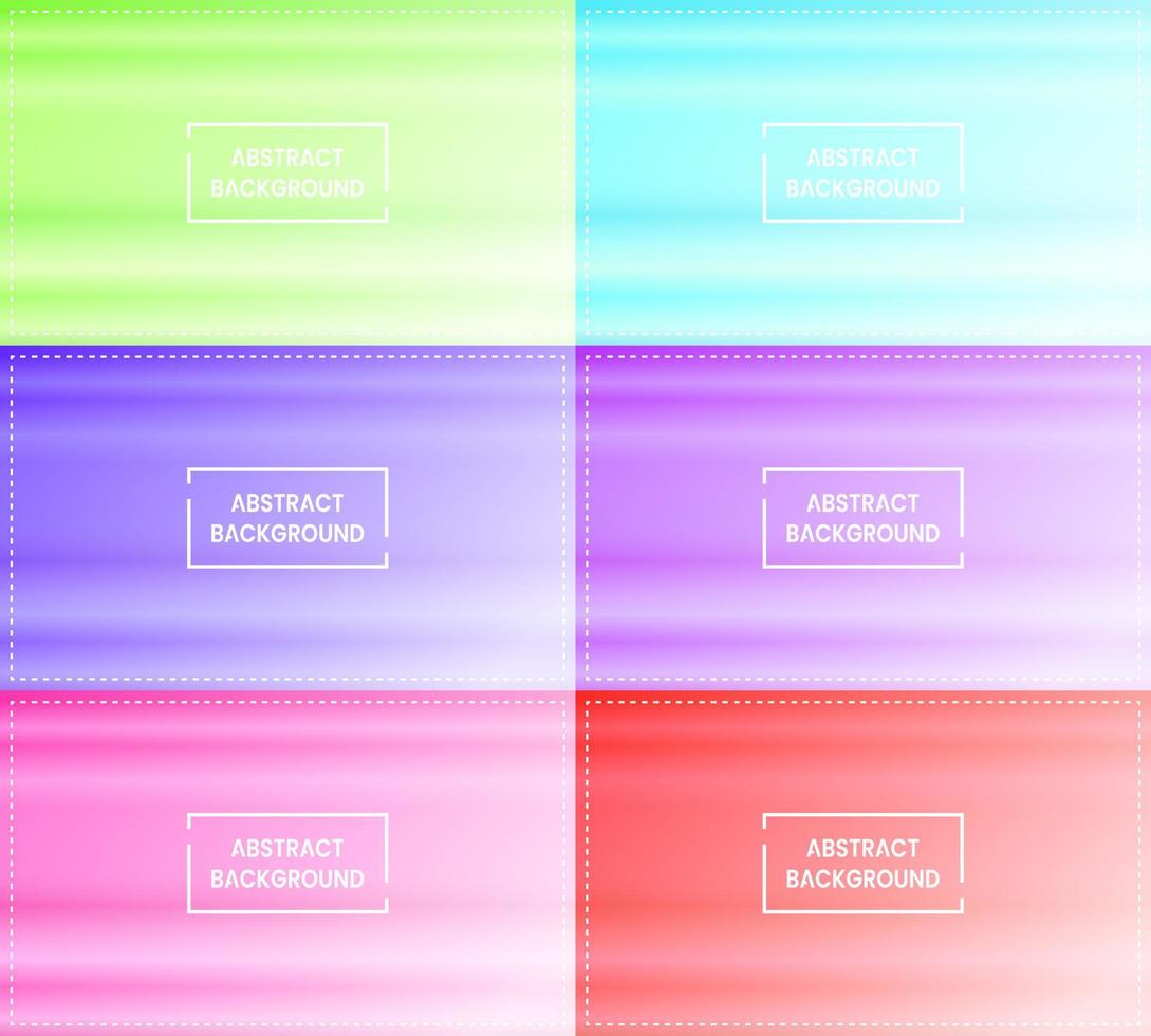 six sets of white gradient abstract background. with horizontal shine. blur, shiny, modern and color style. green, blue, purple, pink and red. great for backgdrop, wallpaper, poster, banner or flyer vector