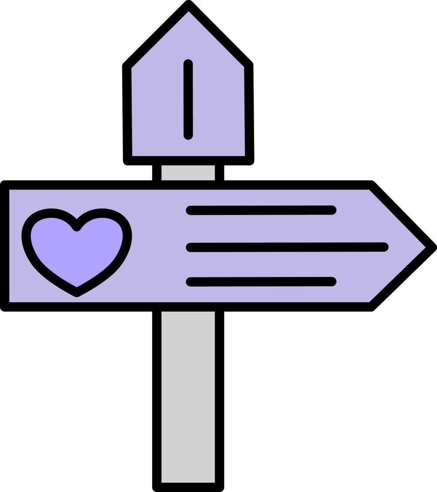 Small purple billboard with one heart, illustration, on a white background. vector