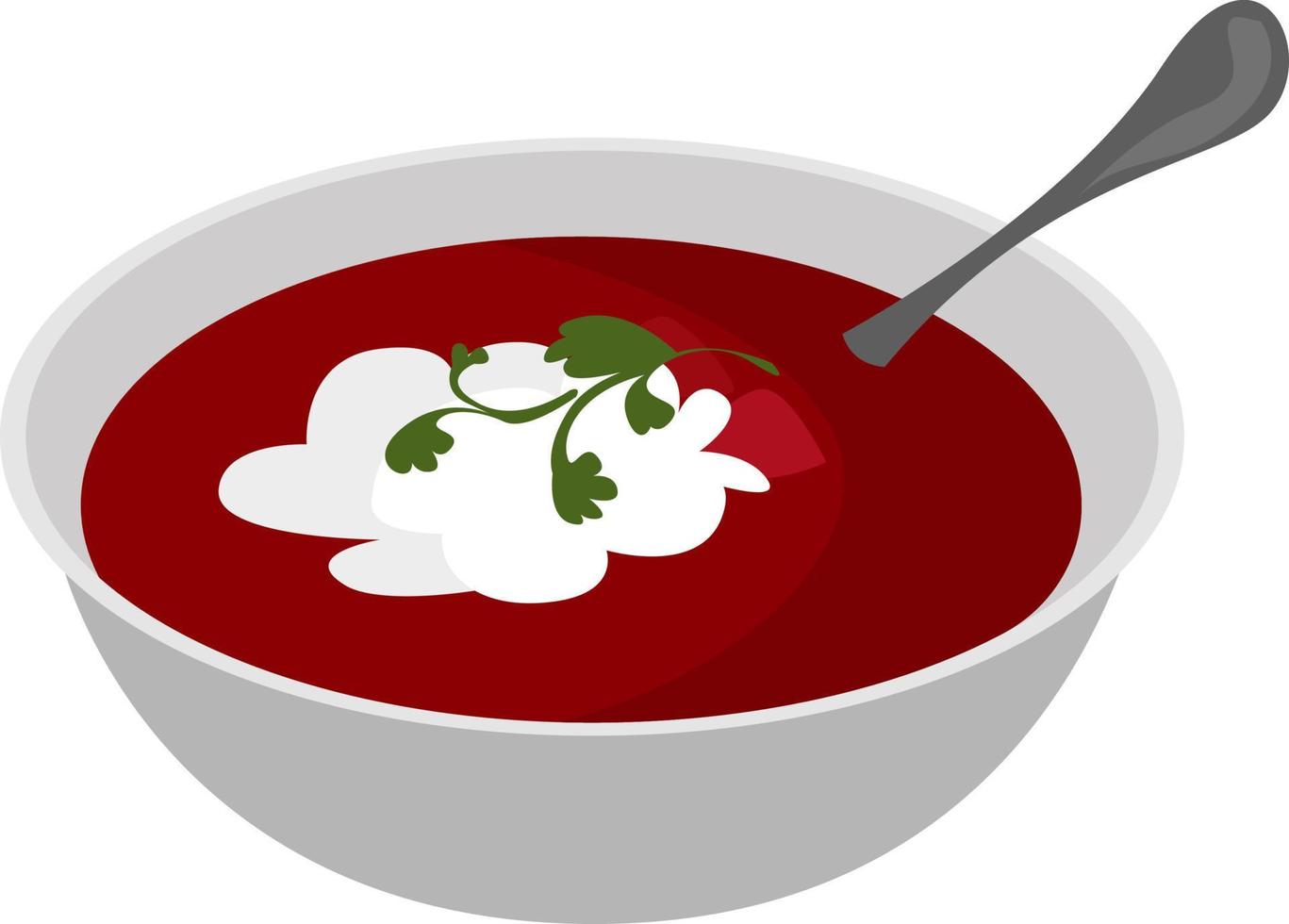 sopa en un tazón, ilustración, vector sobre fondo blanco