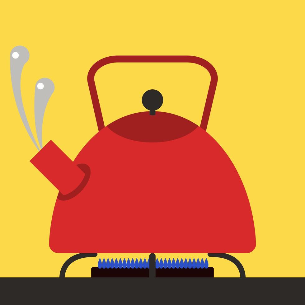 Red teapot, illustration, vector on white background.