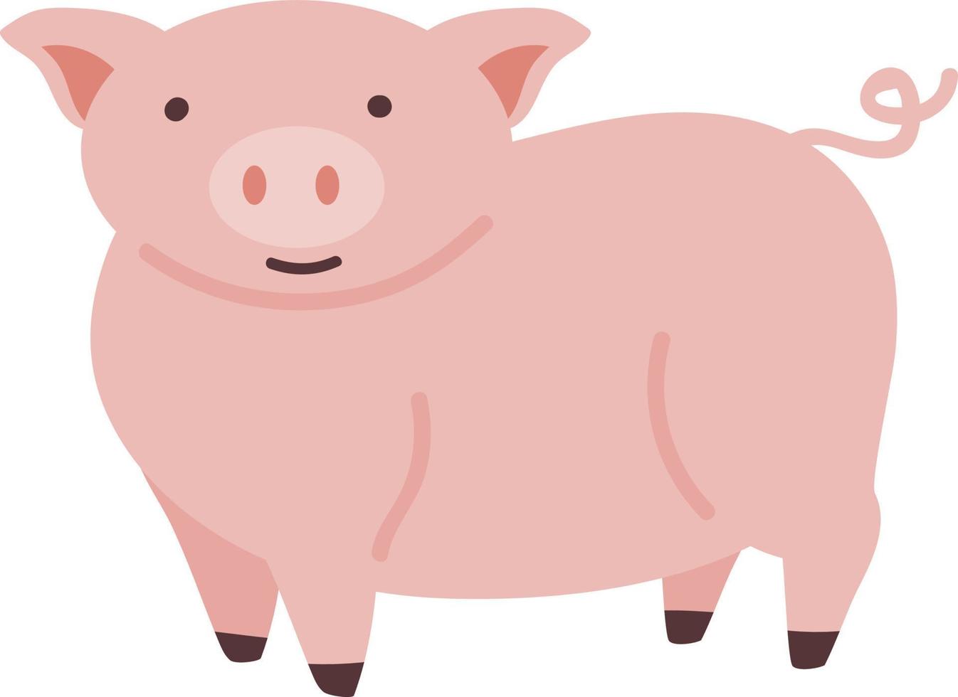 Pink cute pig, illustration, vector on white background.