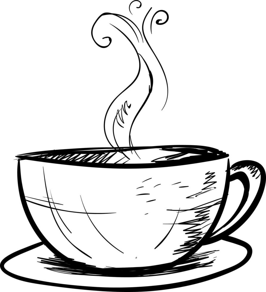 taza de café sketch, ilustración, vector sobre fondo blanco.