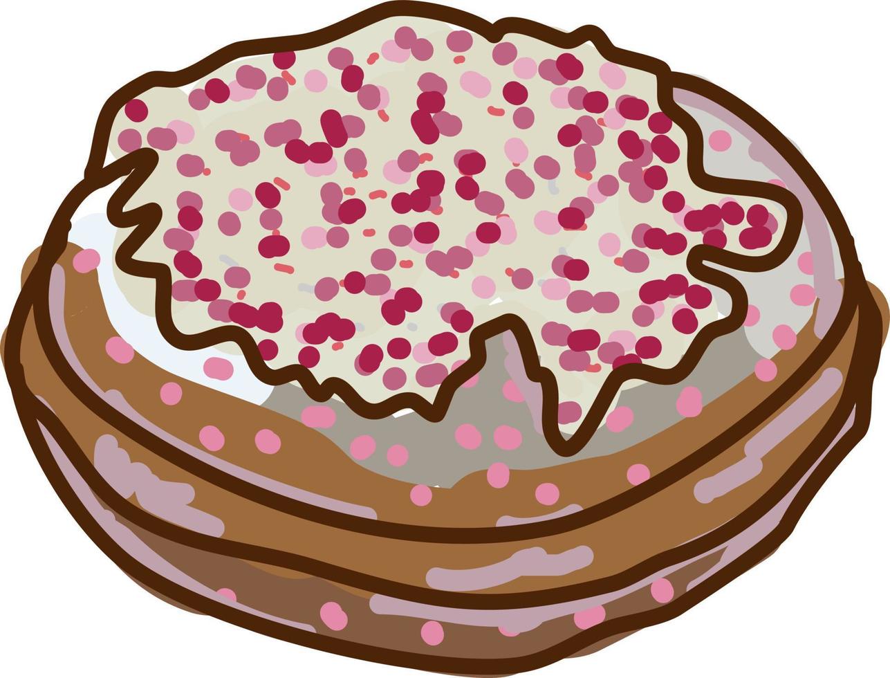 Cream donut, illustration, vector on white background.