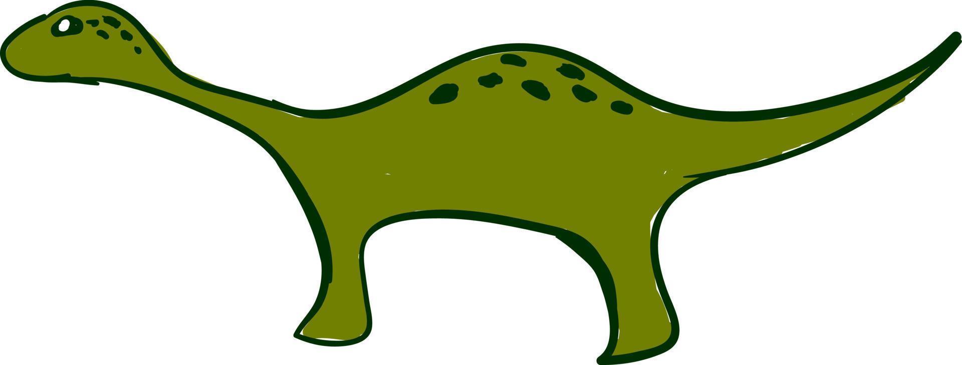Green long dinosaur, illustration, vector on white background.