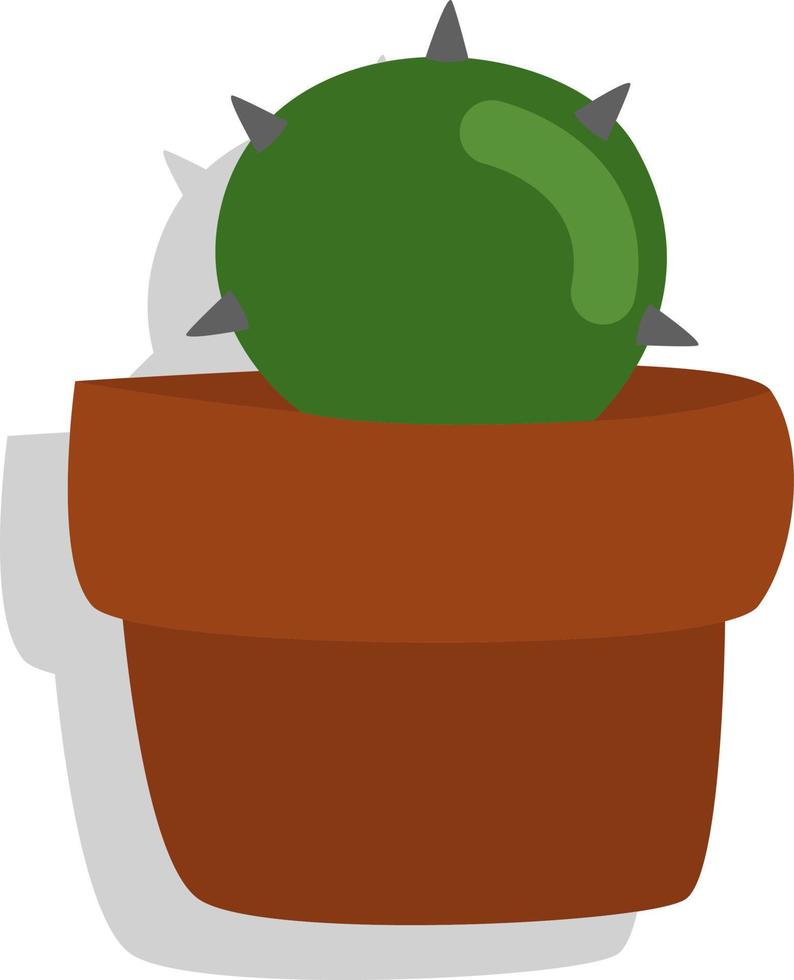 Baby cactus in brown pot, illustration, vector, on a white background. vector