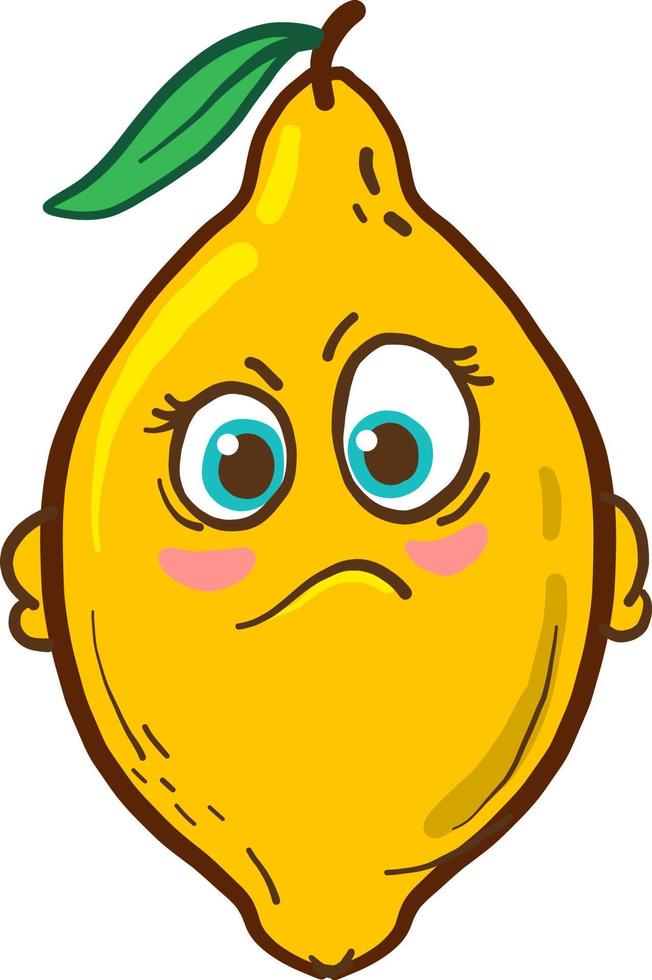 Angry lemon, illustration, vector on white background.
