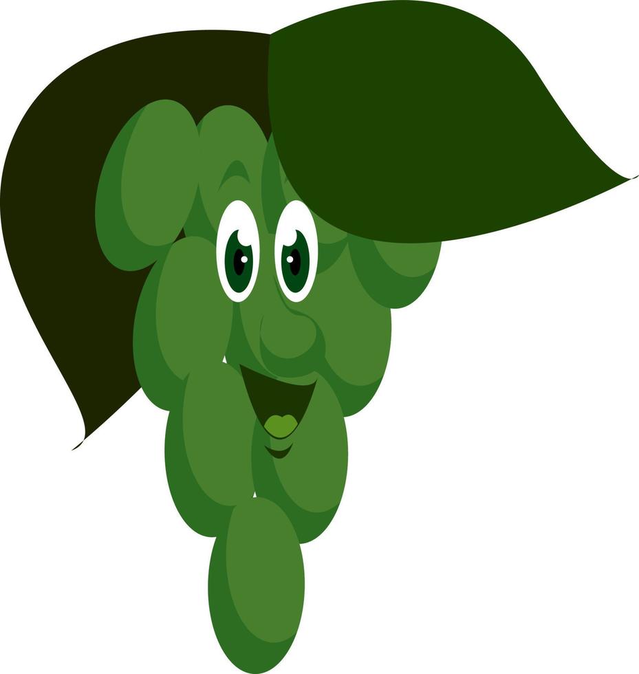Happy grapes, illustration, vector on white background.