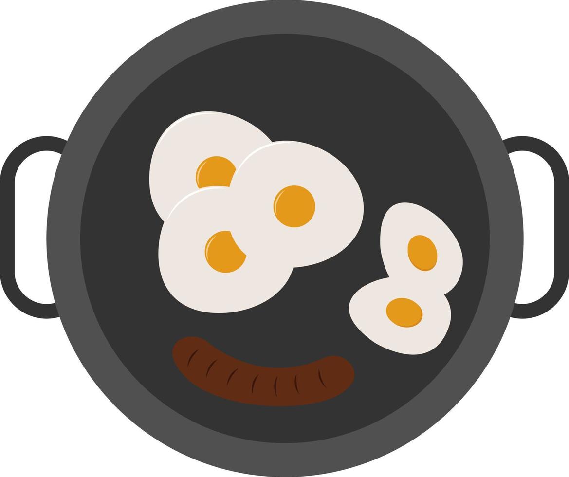 Eggs and sausage ,illustration, vector on white background.