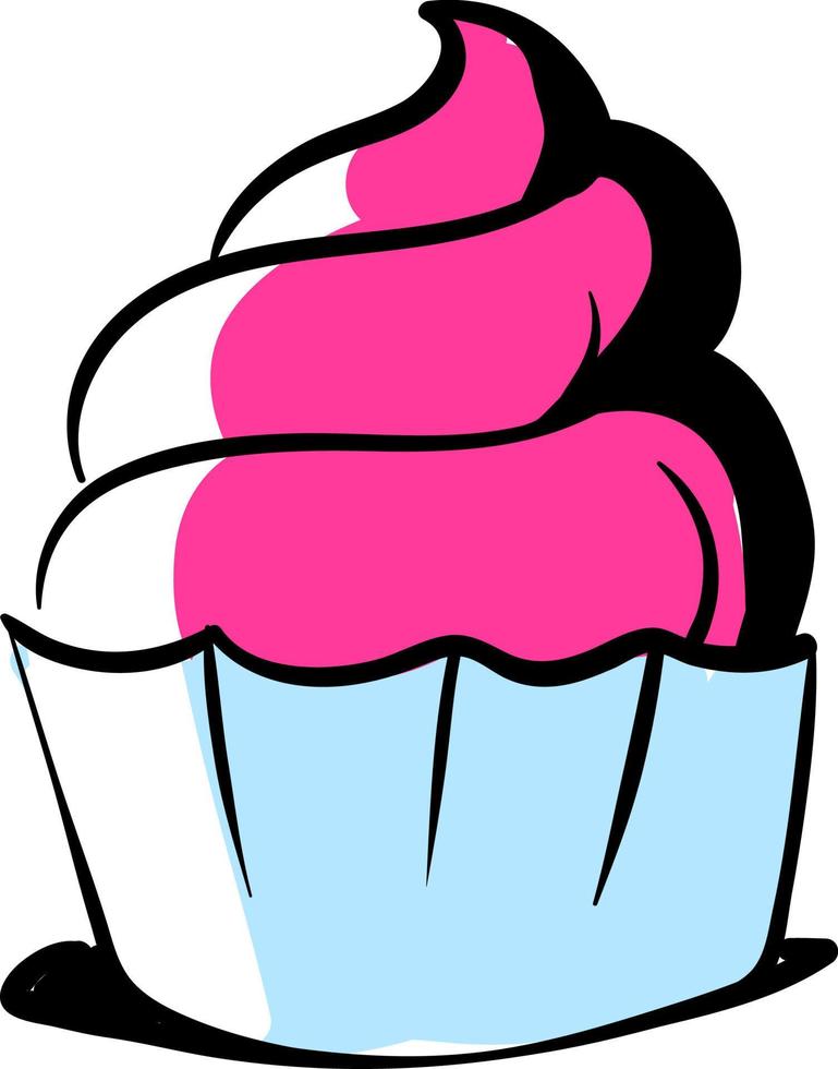 Pink cupcake, illustration, vector on white background.