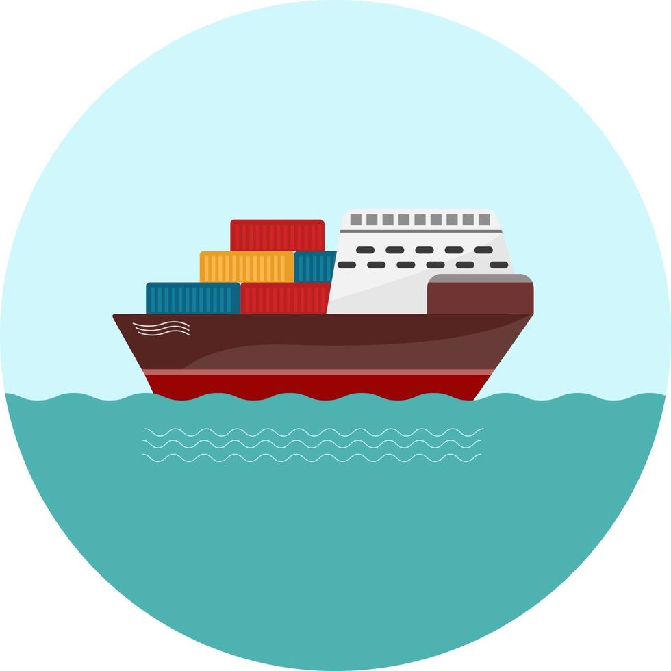 Cargo ship ,illustration, vector on white background.