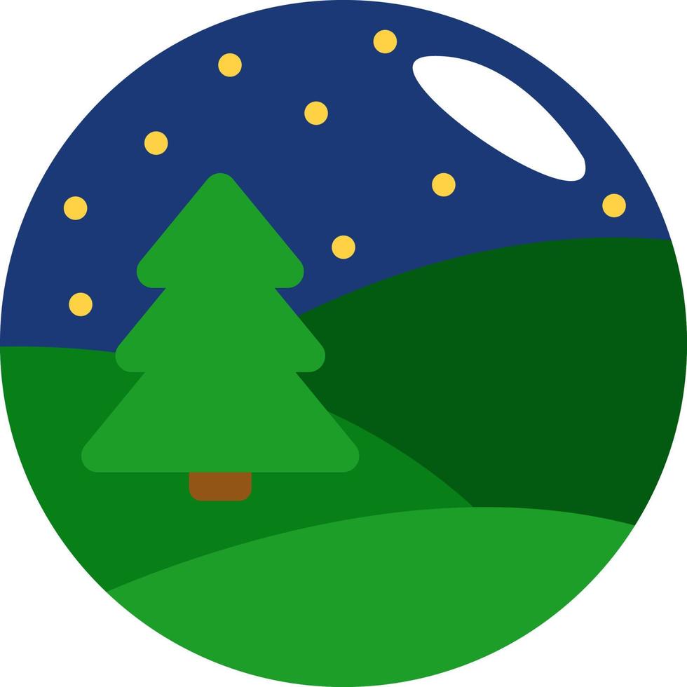 Single tree in the field, illustration, vector on a white background.