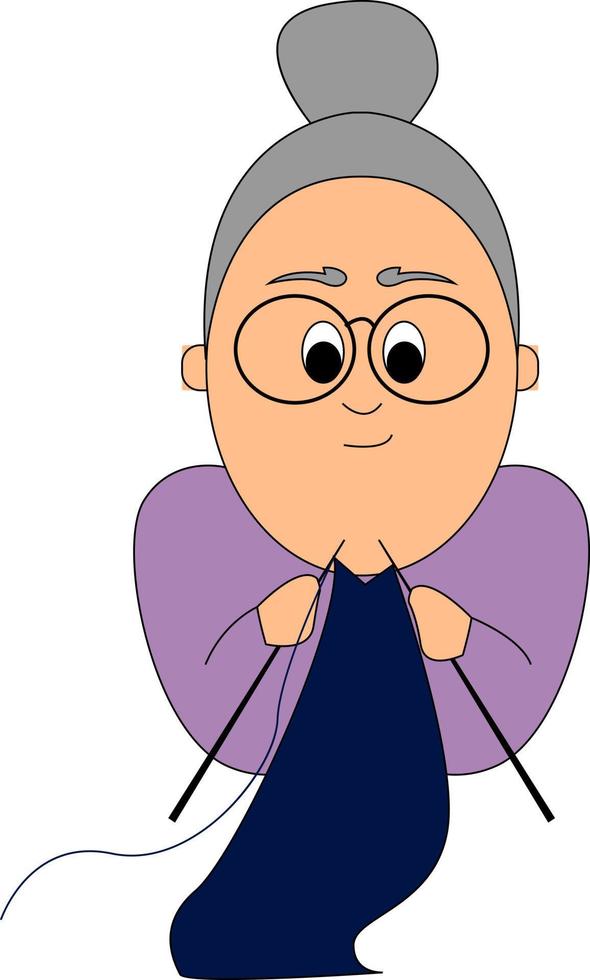 Grandma with glasses, illustration, vector on white background