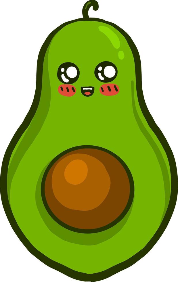 lindo aguacate, ilustración, vector sobre fondo blanco