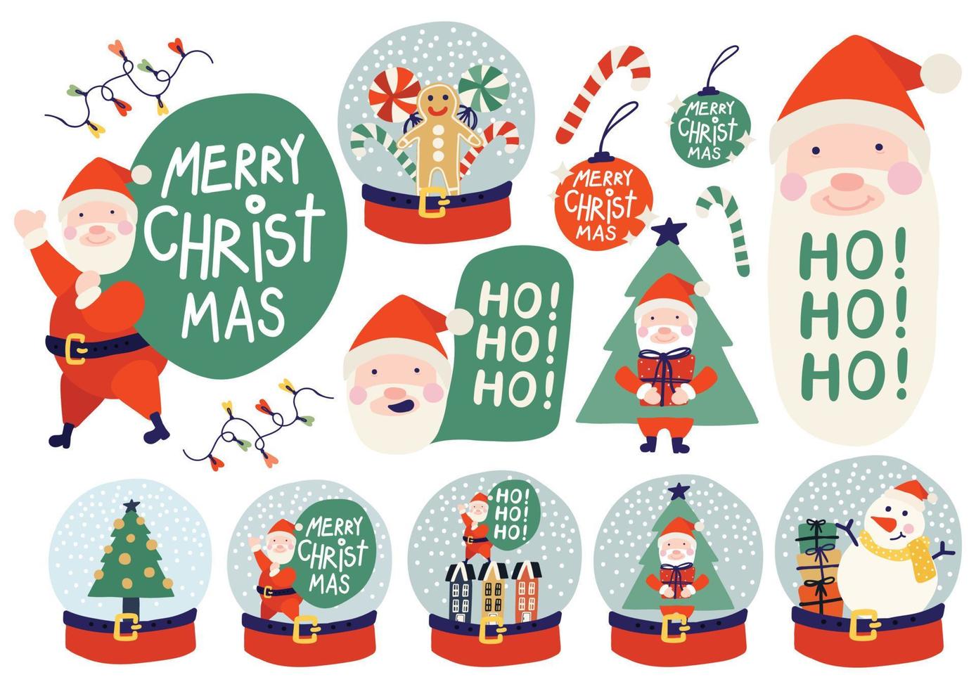 cute handraw christmas  elements design isolate items vector