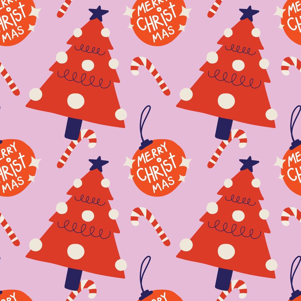 handraw christmas  elements design pink seamless pattern design vector