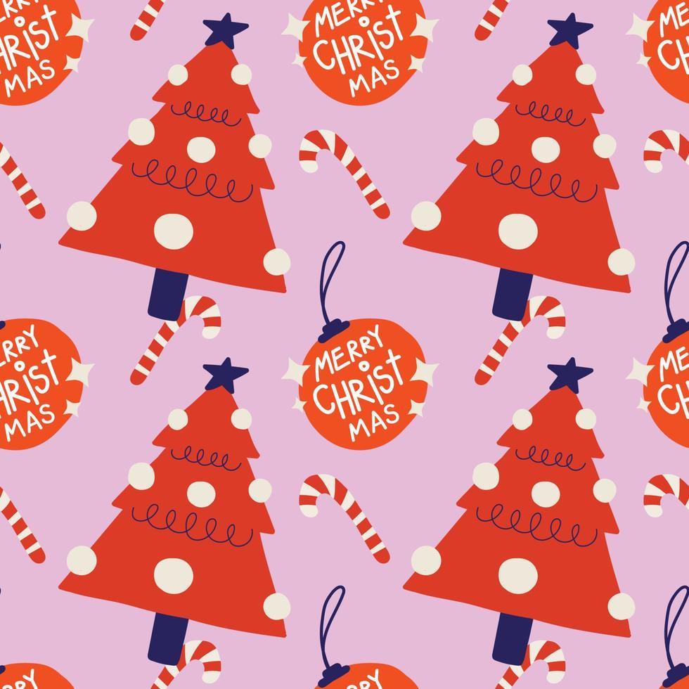 handraw christmas  elements design pink seamless pattern design vector