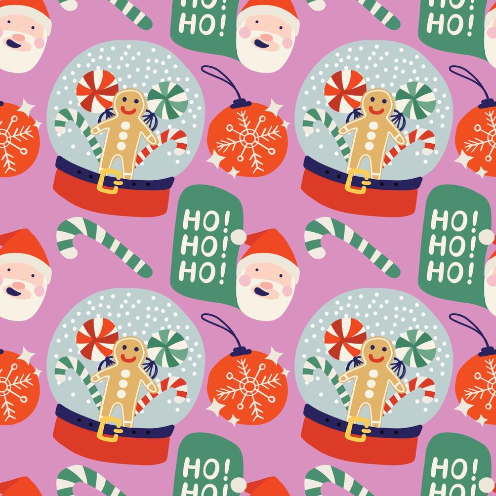 cute handraw christmas  elements design pattern pink background vector