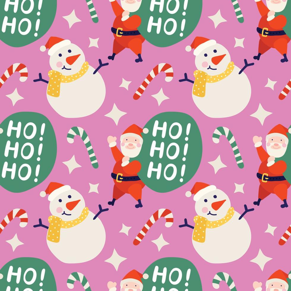 handraw christmas  elements design seamless pattern pink background vector