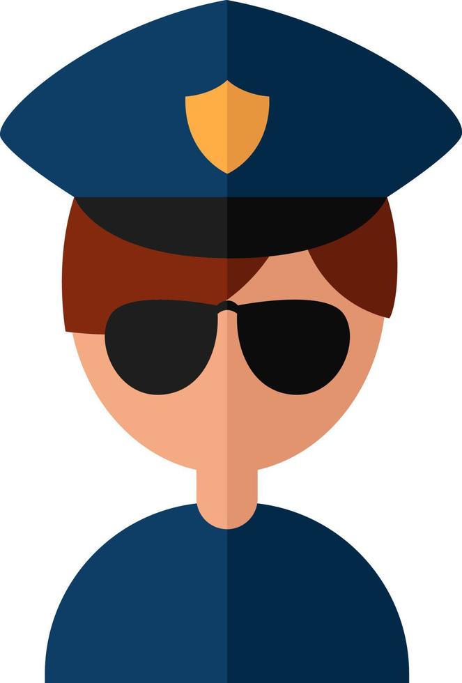 oficial de policía, ilustración, vector sobre fondo blanco.