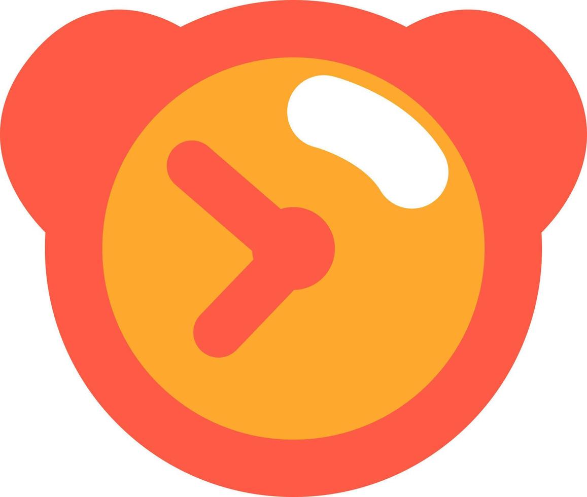 Orange alarm clock, illustration, vector on a white background