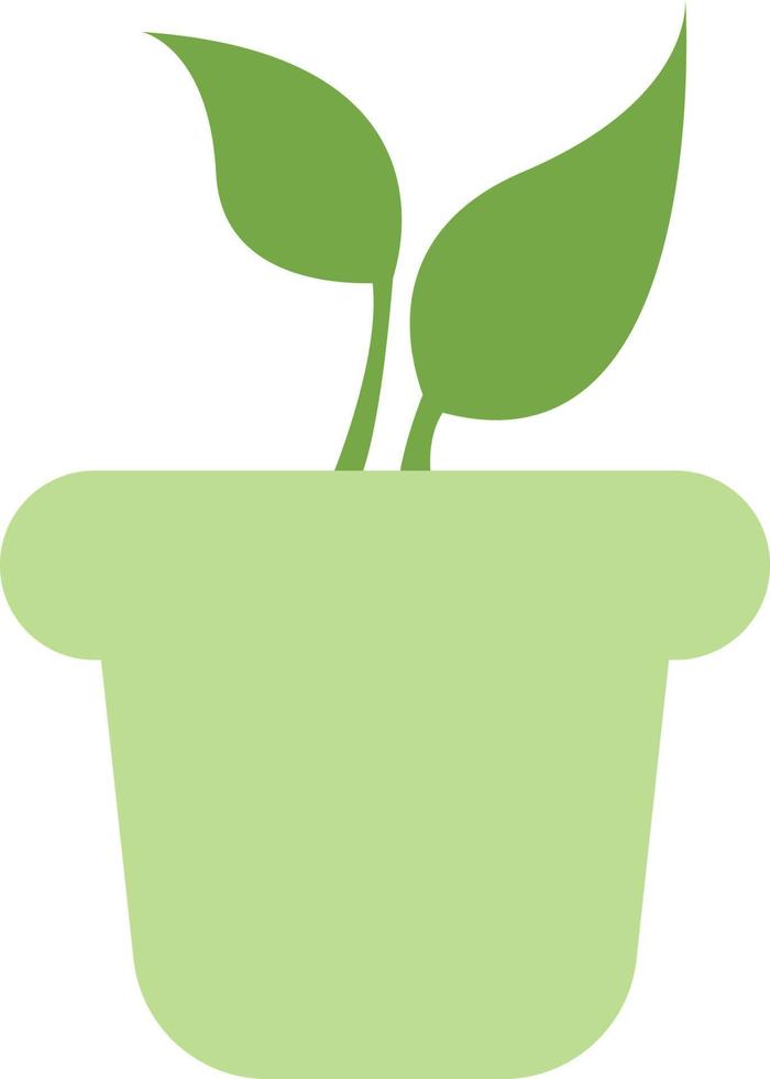 Planta en maceta verde, ilustración, vector sobre fondo blanco.