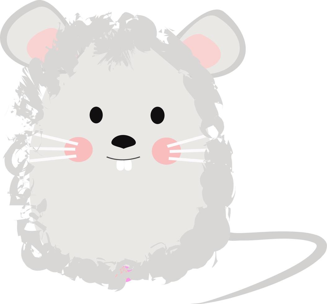 White mouse, illustration, vector on white background.