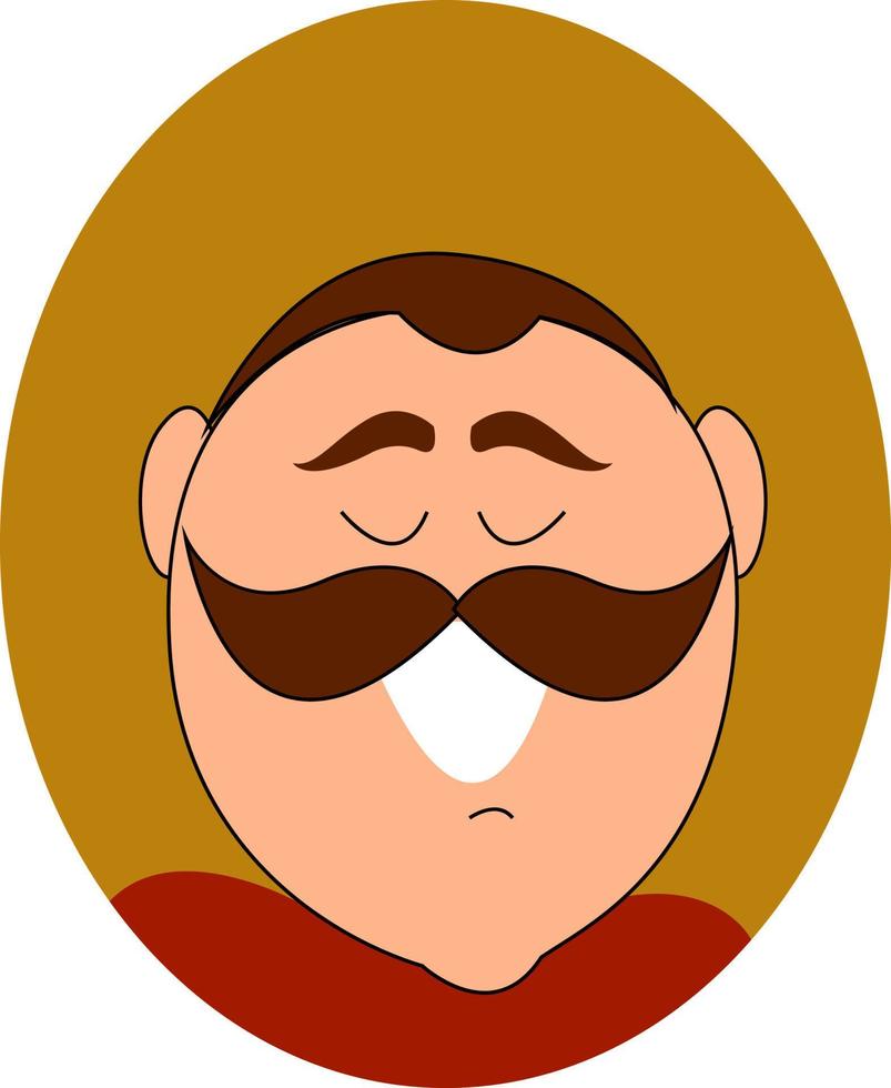 bigote hombre sonriendo, ilustración, vector sobre fondo blanco.