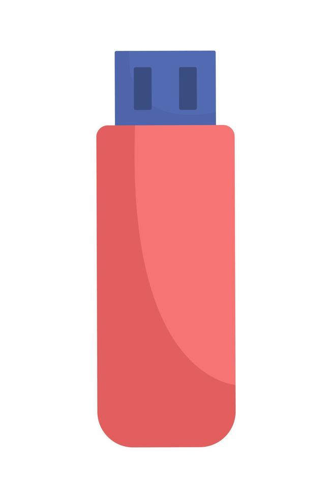 USB flash drive semi flat color vector object. Digital data storage. Editable element. Full sized item on white. Technology simple cartoon style illustration for web graphic design and animation